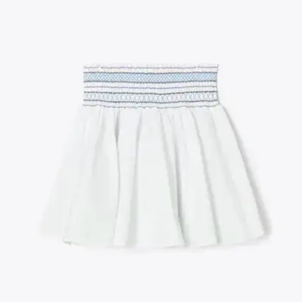 Tory Burch smocked white cotton skirt size small